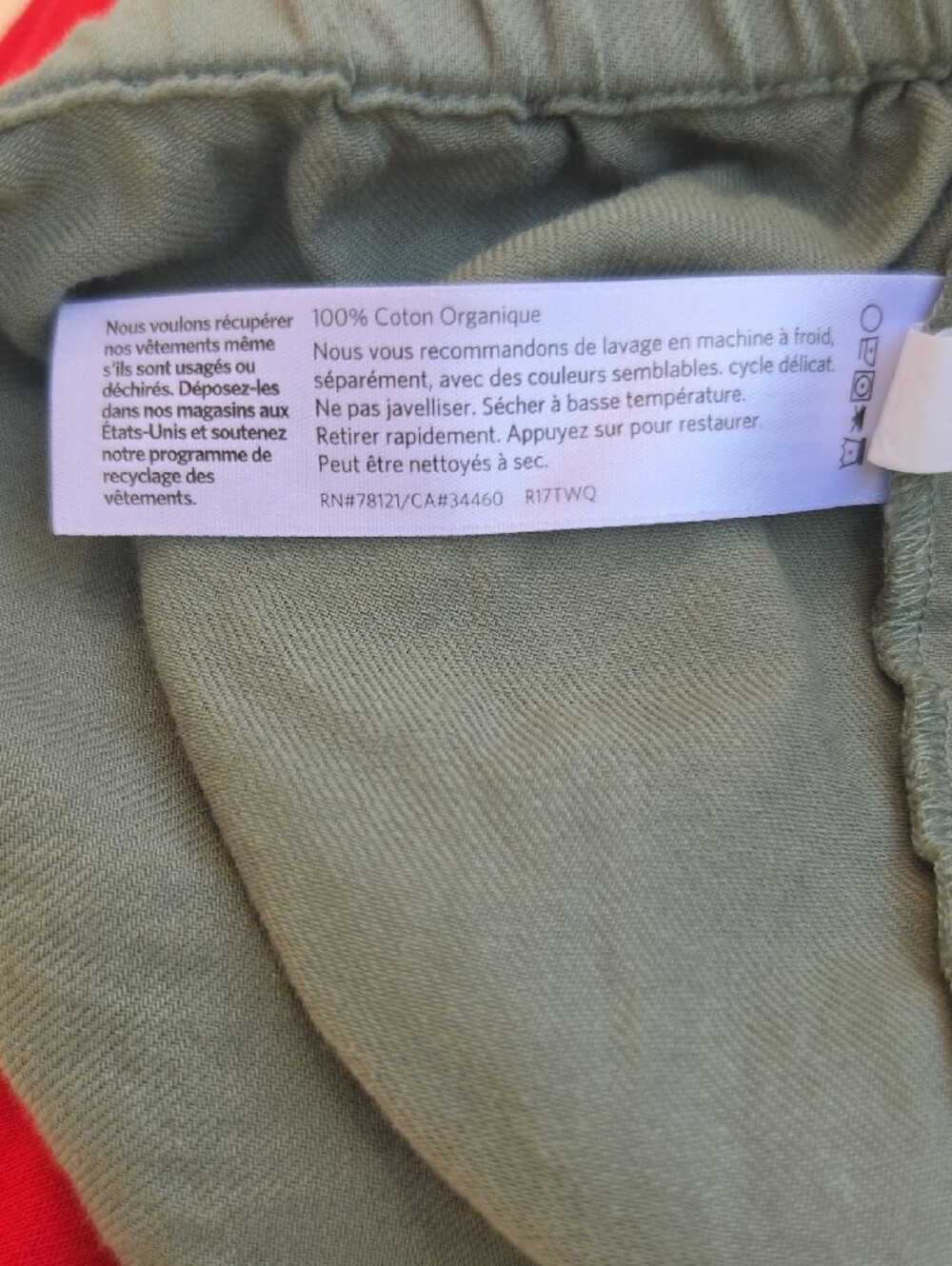 EILEEN FISHER 100% Organic Cotton Sage Green Elastic-Waist Joggers - Picture 6 of 6
